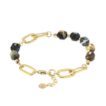 画像をギャラリービューアに読み込む, BSS857 STAINLESS STEEL BRACELET WITH NATURAL STONE AAB CO..