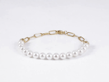 画像をギャラリービューアに読み込む, BSS880 STAINLESS STEEL BRACELET WITH SHELL PEARL AAB CO..