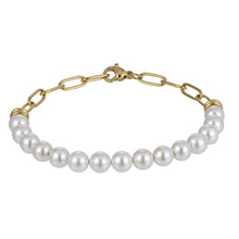 画像をギャラリービューアに読み込む, BSS880 STAINLESS STEEL BRACELET WITH SHELL PEARL AAB CO..