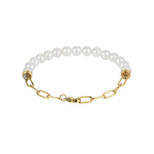 画像をギャラリービューアに読み込む, BSS880 STAINLESS STEEL BRACELET WITH SHELL PEARL AAB CO..