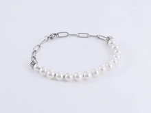 画像をギャラリービューアに読み込む, BSS880 STAINLESS STEEL BRACELET WITH SHELL PEARL AAB CO..