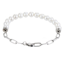 画像をギャラリービューアに読み込む, BSS880 STAINLESS STEEL BRACELET WITH SHELL PEARL AAB CO..