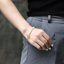画像をギャラリービューアに読み込む, BSS881 STAINLESS STEEL BRACELET WITH SHELL PEARL AAB CO..