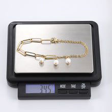 画像をギャラリービューアに読み込む, BSS882 STAINLESS STEEL BRACELET WITH PEARL AAB CO..