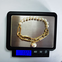 画像をギャラリービューアに読み込む, BSS884 STAINLESS STEEL BRACELET WITH SHELL PEARL AAB CO..