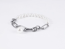 画像をギャラリービューアに読み込む, BSS884 STAINLESS STEEL BRACELET WITH SHELL PEARL AAB CO..