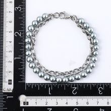 画像をギャラリービューアに読み込む, BSS905 STAINLESS STEEL BRACELET WITH SHELL PEARL AAB CO..
