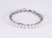 画像をギャラリービューアに読み込む, BSS905 STAINLESS STEEL BRACELET WITH SHELL PEARL AAB CO..