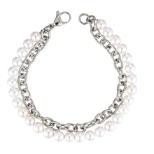 画像をギャラリービューアに読み込む, BSS905 STAINLESS STEEL BRACELET WITH SHELL PEARL AAB CO..