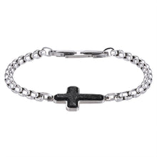 画像をギャラリービューアに読み込む, BSS934 STAINLESS STEEL CROSS BRACELET WITH FORGED CARBON AAB CO..