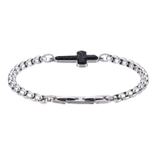 画像をギャラリービューアに読み込む, BSS934 STAINLESS STEEL CROSS BRACELET WITH FORGED CARBON AAB CO..