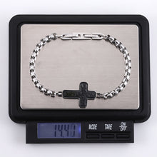 画像をギャラリービューアに読み込む, BSS934 STAINLESS STEEL CROSS BRACELET WITH FORGED CARBON AAB CO..