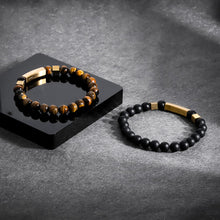 画像をギャラリービューアに読み込む, BSS937 STAINLESS STEEL ELASTIC STRING BRACELET WITH NATURAL STONE AAB CO..