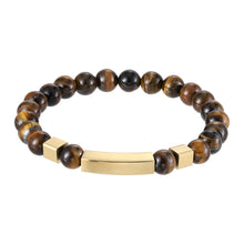 画像をギャラリービューアに読み込む, BSS937 STAINLESS STEEL ELASTIC STRING BRACELET WITH NATURAL STONE AAB CO..
