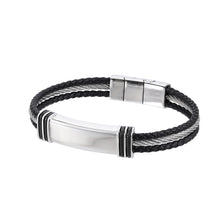画像をギャラリービューアに読み込む, stainless steel bracelet, leather bracelet, man jewelry