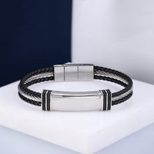 画像をギャラリービューアに読み込む, stainless steel bracelet, leather bracelet, man jewelry