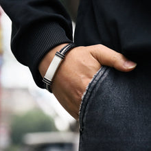 画像をギャラリービューアに読み込む, stainless steel bracelet, leather bracelet, man jewelry