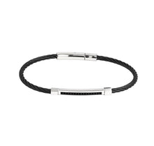 画像をギャラリービューアに読み込む, BSS981 STAINLESS STEEL CABLE BRACELET WITH BLACK CZ AAB CO..