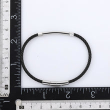 画像をギャラリービューアに読み込む, BSS981 STAINLESS STEEL CABLE BRACELET WITH BLACK CZ AAB CO..