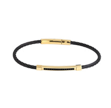 画像をギャラリービューアに読み込む, BSS981 STAINLESS STEEL CABLE BRACELET WITH BLACK CZ AAB CO..