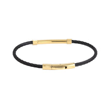 画像をギャラリービューアに読み込む, BSS981 STAINLESS STEEL CABLE BRACELET WITH BLACK CZ AAB CO..