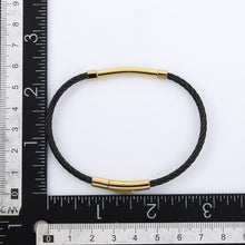画像をギャラリービューアに読み込む, BSS981 STAINLESS STEEL CABLE BRACELET WITH BLACK CZ AAB CO..