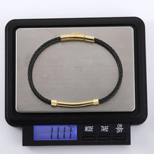 画像をギャラリービューアに読み込む, BSS981 STAINLESS STEEL CABLE BRACELET WITH BLACK CZ AAB CO..