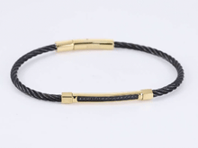 画像をギャラリービューアに読み込む, BSS981 STAINLESS STEEL CABLE BRACELET WITH BLACK CZ AAB CO..