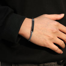 画像をギャラリービューアに読み込む, BSS982 STAINLESS STEEL CABLE BRACELET WITH BLACK CZ AAB CO..