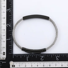 画像をギャラリービューアに読み込む, BSS982 STAINLESS STEEL CABLE BRACELET WITH BLACK CZ AAB CO..
