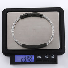 画像をギャラリービューアに読み込む, BSS982 STAINLESS STEEL CABLE BRACELET WITH BLACK CZ AAB CO..