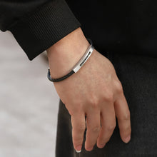 画像をギャラリービューアに読み込む, BSS982 STAINLESS STEEL CABLE BRACELET WITH BLACK CZ AAB CO..