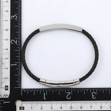 画像をギャラリービューアに読み込む, BSS982 STAINLESS STEEL CABLE BRACELET WITH BLACK CZ AAB CO..