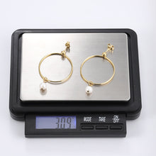 画像をギャラリービューアに読み込む, ESS720 STAINLESS STEEL EARRING WITH PEARL AAB CO..