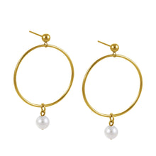 画像をギャラリービューアに読み込む, ESS720 STAINLESS STEEL EARRING WITH PEARL AAB CO..