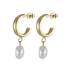 画像をギャラリービューアに読み込む, ESS721 STAINLESS STEEL EARRING WITH PEARL AAB CO..