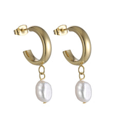 画像をギャラリービューアに読み込む, ESS721 STAINLESS STEEL EARRING WITH PEARL AAB CO..