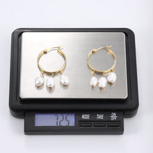 画像をギャラリービューアに読み込む, ESS722 STAINLESS STEEL EARRING WITH PEARL AAB CO..