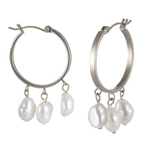 画像をギャラリービューアに読み込む, ESS722 STAINLESS STEEL EARRING WITH PEARL AAB CO..
