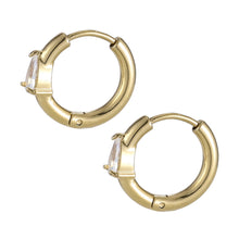 画像をギャラリービューアに読み込む, stainless steel earring, pear CZ earring, lady earring, hoop earring