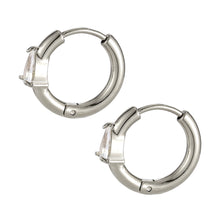 画像をギャラリービューアに読み込む, stainless steel earring, pear CZ earring, lady earring, hoop earring