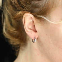 画像をギャラリービューアに読み込む, stainless steel earring, pear CZ earring, lady earring, hoop earring