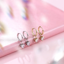 画像をギャラリービューアに読み込む, stainless steel jewelry, heart earring, lady jewelry, CZ earring