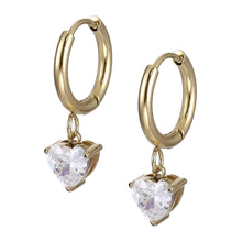 画像をギャラリービューアに読み込む, stainless steel jewelry, heart earring, lady jewelry, CZ earring