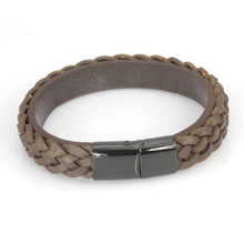 画像をギャラリービューアに読み込む, MBSS23 LEATHER BRACELET WITH STAINLESS STEEL CLOSURE AAB CO..