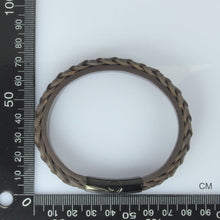 画像をギャラリービューアに読み込む, MBSS23 LEATHER BRACELET WITH STAINLESS STEEL CLOSURE AAB CO..