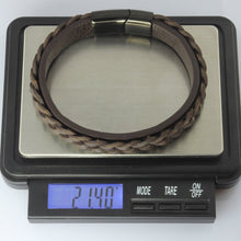 画像をギャラリービューアに読み込む, MBSS23 LEATHER BRACELET WITH STAINLESS STEEL CLOSURE AAB CO..