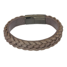 画像をギャラリービューアに読み込む, MBSS23 LEATHER BRACELET WITH STAINLESS STEEL CLOSURE AAB CO..