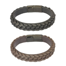 画像をギャラリービューアに読み込む, MBSS23 LEATHER BRACELET WITH STAINLESS STEEL CLOSURE AAB CO..