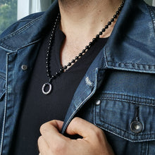 画像をギャラリービューアに読み込む, MNSS12 BEAD NECKLACE WITH STAINLESS STEEL RING AAB CO..